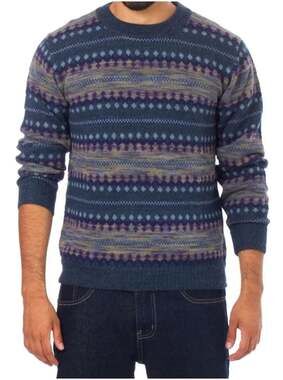 Novica Men's Blue Patterned Andean 100% Alpaca Sweater